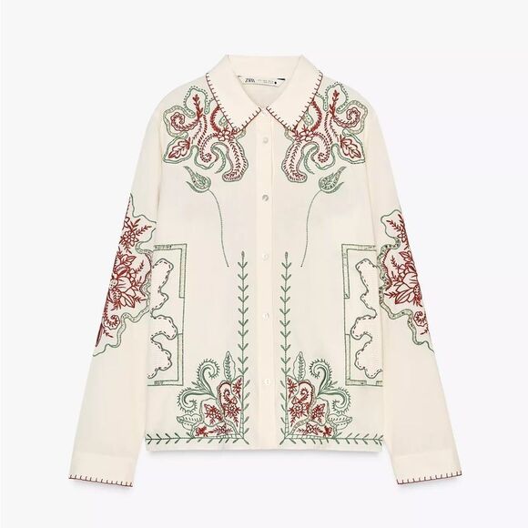 ZARA ZW COLLECTION EMBROIDERED SHIRT - Picture 6 of 9